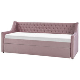 Beliani Trundle Bed Velvet Montargis 90 X 200 Cm (Eu Single) Pink - thumbnail 4