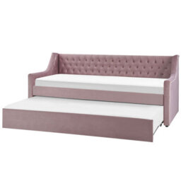 Beliani Trundle Bed Velvet Montargis 90 X 200 Cm (Eu Single) Pink - thumbnail 1