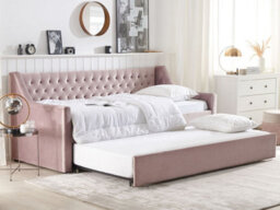 Beliani Trundle Bed Velvet Montargis 90 X 200 Cm (Eu Single) Pink - thumbnail 2