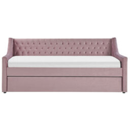 Beliani Trundle Bed Velvet Montargis 90 X 200 Cm (Eu Single) Pink - thumbnail 6