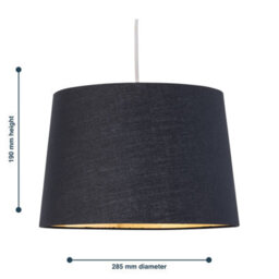 First Choice Lighting Zoey Black With Gold Inner 28Cm Easy Fit Pendant Or Lamp Shade - thumbnail 6