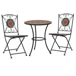 Berkfield 3 Piece Mosaic Bistro Set Ceramic Tile Orange/grey
