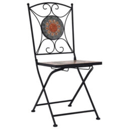 Berkfield 3 Piece Mosaic Bistro Set Ceramic Tile Orange/grey - thumbnail 3