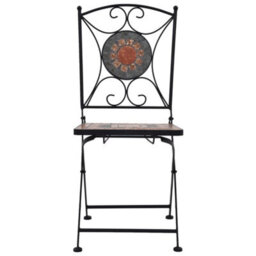 Berkfield 3 Piece Mosaic Bistro Set Ceramic Tile Orange/grey - thumbnail 5