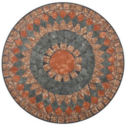 Berkfield 3 Piece Mosaic Bistro Set Ceramic Tile Orange/grey - thumbnail 4