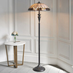 Luminosa Lighting Luminosa Brooklyn 2 Light Floor Lamp Dark Bronze, Tiffany Glass, E27 - thumbnail 2