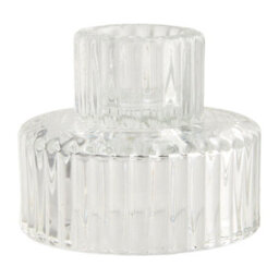 Living And Home Set Of 6 Ribbed Soda-Lime Glass Taper Candle Holders Three Styles Table Centerpiece Decor - thumbnail 8