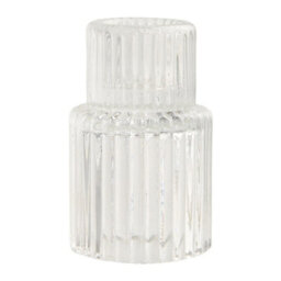 Living And Home Set Of 6 Ribbed Soda-Lime Glass Taper Candle Holders Three Styles Table Centerpiece Decor - thumbnail 7