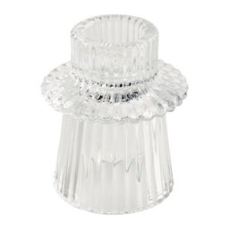 Living And Home Set Of 6 Ribbed Soda-Lime Glass Taper Candle Holders Three Styles Table Centerpiece Decor - thumbnail 6