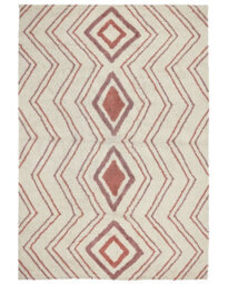 Beliani Cotton Geometric Area Rug, Beige Pink, 160 X 230 Cm - thumbnail 1