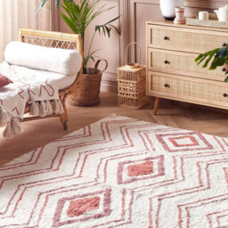 Beliani Cotton Geometric Area Rug, Beige Pink, 160 X 230 Cm - thumbnail 2