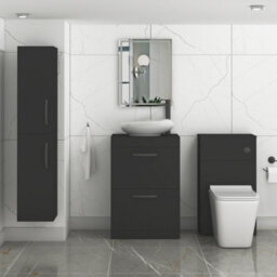 Royal Bathrooms Turin 500mm Freestanding Bathroom Vanity Unit With Sink 2 Drawer Matt Black & Nova Countertop Basin - thumbnail 3