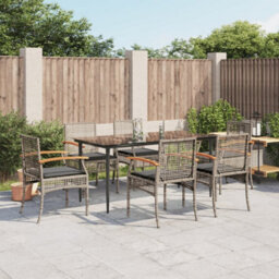 Berkfield 7 Piece Garden Dining Set With Cushions Grey Poly Rattan