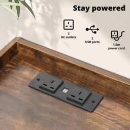 Levede Bedside Table Nightstand Usb Charger Outlet Rgb Led 3 Drawers Oak - thumbnail 6