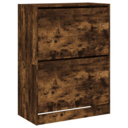 Walplus Shoe Cabinet With 2 Flip-Drawers Smoked Oak 80X42X108 Cm - thumbnail 2