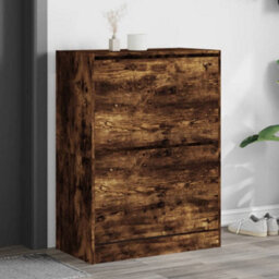 Walplus Shoe Cabinet With 2 Flip-Drawers Smoked Oak 80X42X108 Cm