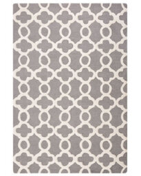 Grey Wool-Cotton Rug 140 X 200 Cm Hand-Tufted Trellis Quatrefoil - Wyld And Coco - thumbnail 1