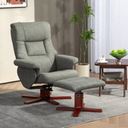Recliner Chair With Footstool, Backrest Adjustable, Armchair, Grey - thumbnail 6