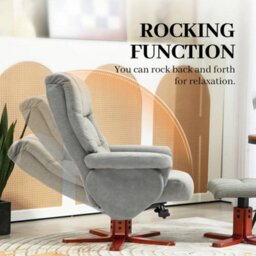 Recliner Chair With Footstool, Backrest Adjustable, Armchair, Grey - thumbnail 5