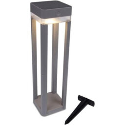 Accessotech Lutec Cube Solar Outdoor Wall And Garden Light Adjustable Bollard 100 Lumen Silver Grey