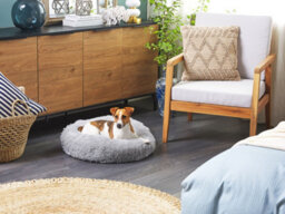 Beliani Pet Bed Kulu Faux Fur Light Grey - thumbnail 2