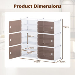 Gainoom Shoe Rack 6 Tier Shoe Storage Cabinet 24 Pair Plastic Shoe Organizer W/ Removable Shelves - thumbnail 2