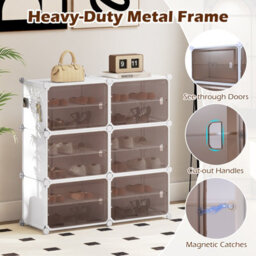 Gainoom Shoe Rack 6 Tier Shoe Storage Cabinet 24 Pair Plastic Shoe Organizer W/ Removable Shelves - thumbnail 7