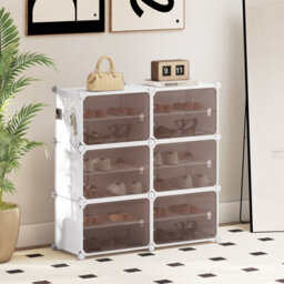 Gainoom Shoe Rack 6 Tier Shoe Storage Cabinet 24 Pair Plastic Shoe Organizer W/ Removable Shelves - thumbnail 4