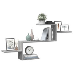 Berkfield Wall Shelf Grey Sonoma 104X15X49 Cm Engineered Wood - thumbnail 3