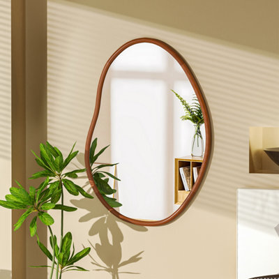 Artloge 56X82Cm Irregular Wooden Framed Wall Mirror Asymmetrical Unique Hanging Loft Style - image 1