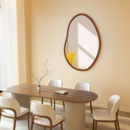 Artloge 56X82Cm Irregular Wooden Framed Wall Mirror Asymmetrical Unique Hanging Loft Style - thumbnail 7