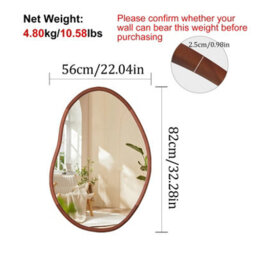 Artloge 56X82Cm Irregular Wooden Framed Wall Mirror Asymmetrical Unique Hanging Loft Style - thumbnail 2