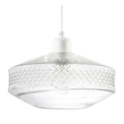 Happy Homewares Clear Glass Pendant Lighting Shade With Strip Of 3D Shaped Diamonds - thumbnail 1