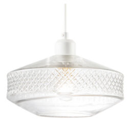 Happy Homewares Clear Glass Pendant Lighting Shade With Strip Of 3D Shaped Diamonds - thumbnail 2