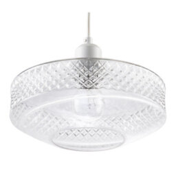 Happy Homewares Clear Glass Pendant Lighting Shade With Strip Of 3D Shaped Diamonds - thumbnail 4
