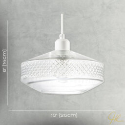 Happy Homewares Clear Glass Pendant Lighting Shade With Strip Of 3D Shaped Diamonds - thumbnail 7