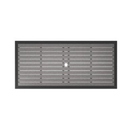 Living And Home Modern Grey Rectangular Wood Effect Wpc Metal Outdoor Dining Table With Umbrella Hole 150 Cm - thumbnail 4