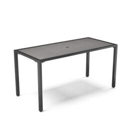 Living And Home Modern Grey Rectangular Wood Effect Wpc Metal Outdoor Dining Table With Umbrella Hole 150 Cm - thumbnail 1