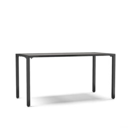 Living And Home Modern Grey Rectangular Wood Effect Wpc Metal Outdoor Dining Table With Umbrella Hole 150 Cm - thumbnail 3