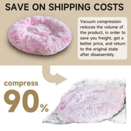 Dog Bed Donut Soft Large Plush Cat Beds For Calming Pet Anti Anxiety Washable Pink M - thumbnail 8
