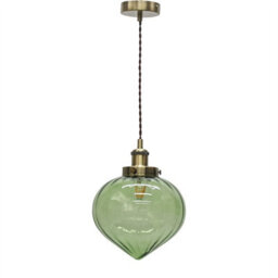 First Choice Lighting Set Of 2 Layla - Green And Antique Brass Ceiling Pendant Lights - thumbnail 2
