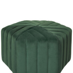 Beliani Ottman Glamour Green Velvet Hexagonal Pouffe 53 X 48 X 29 Cm - Footstool For Living Room And Bedroom - thumbnail 4