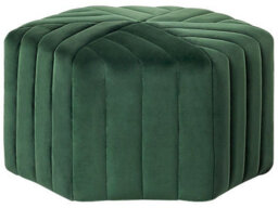 Beliani Ottman Glamour Green Velvet Hexagonal Pouffe 53 X 48 X 29 Cm - Footstool For Living Room And Bedroom - thumbnail 2