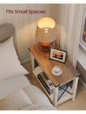LEDREM 2-Tier Side Table, End Table With Bottom Shelf, Nightstand For Small Spaces, For Living Room, Bedroom, Farmhouse Style - image 1