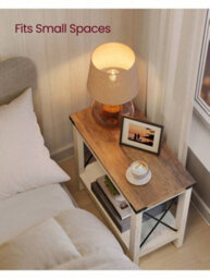 LEDREM 2-Tier Side Table, End Table With Bottom Shelf, Nightstand For Small Spaces, For Living Room, Bedroom, Farmhouse Style - thumbnail 1