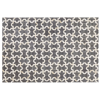 Beliani Rug Yedisu Dark Grey 140 X 200 Cm Leather - image 1