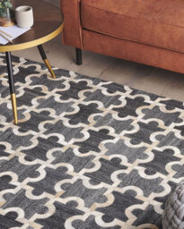 Beliani Rug Yedisu Dark Grey 140 X 200 Cm Leather - thumbnail 2