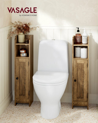 LEDREM Slim Bathroom Floor Storage Cabinet With Door, Freestanding Bathroom Storage Unit, Narrow Bathroom Toilet Paper Storage Cabinet
