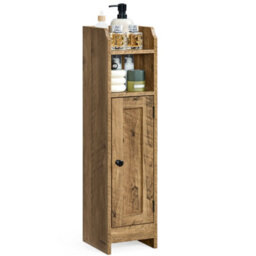 LEDREM Slim Bathroom Floor Storage Cabinet With Door, Freestanding Bathroom Storage Unit, Narrow Bathroom Toilet Paper Storage Cabinet - thumbnail 2