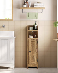 LEDREM Slim Bathroom Floor Storage Cabinet With Door, Freestanding Bathroom Storage Unit, Narrow Bathroom Toilet Paper Storage Cabinet - thumbnail 8